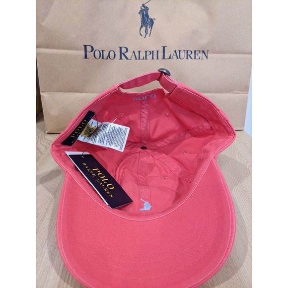 Polo Ralph Lauren Red Berry Baseball Cap Light Blue Pony Chino Hat NEW - Picture 5 of 5